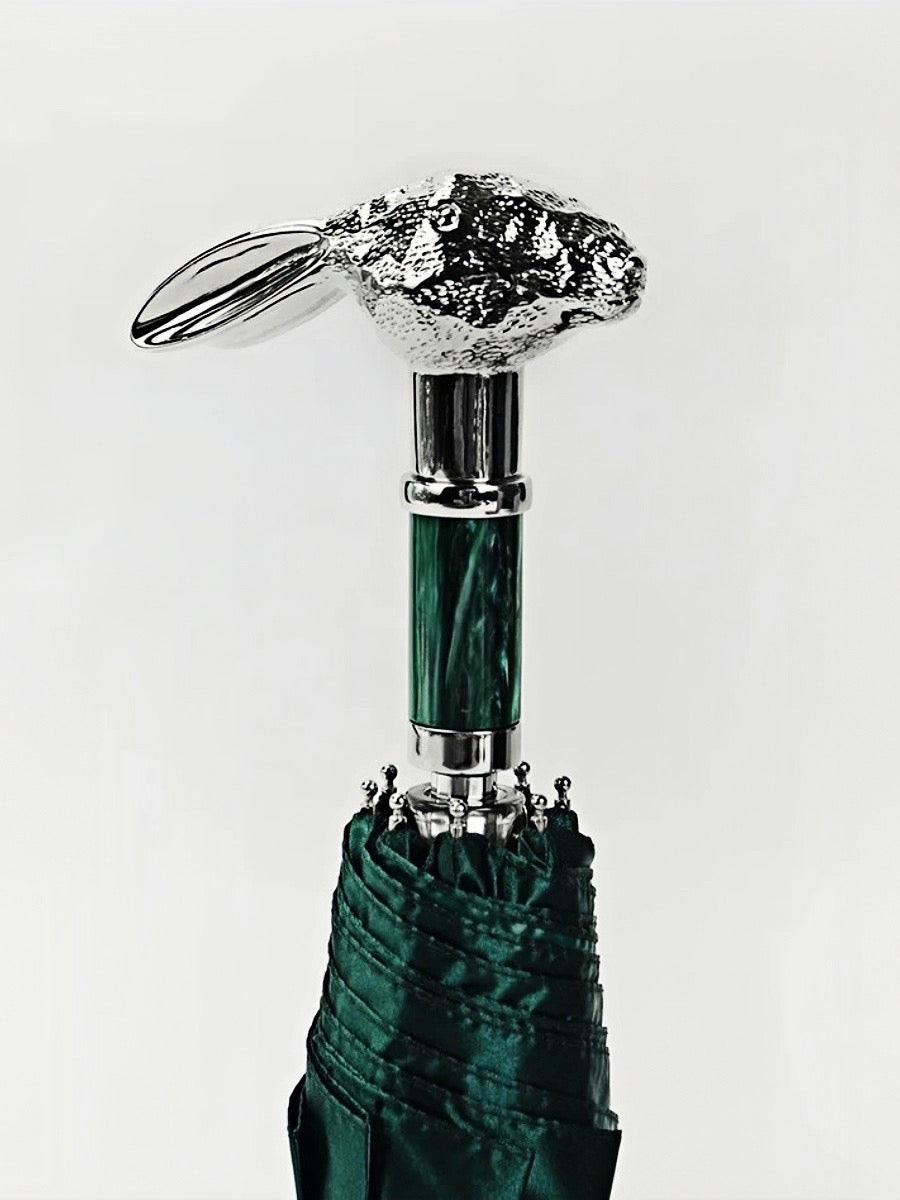 Florence Green Bunny Umbrella with Sculpted Zinc Handle and UV Protection - Chic Chambers