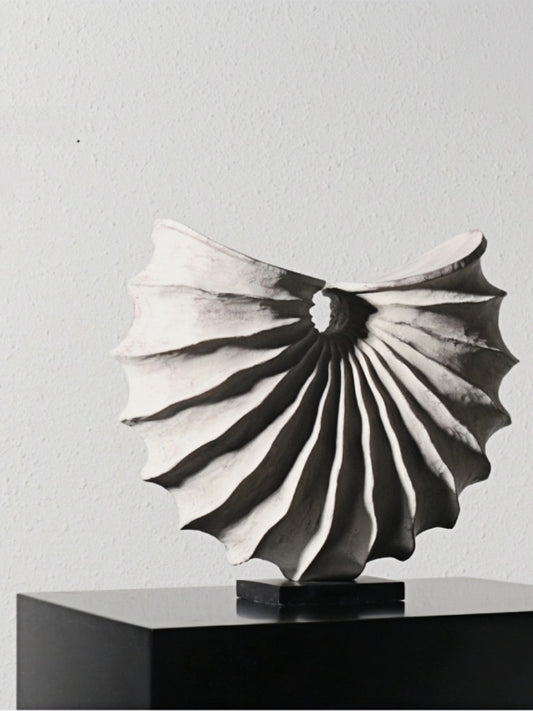 Artistic Conch Sculpture Fossil Inspired Decorative Accent - Chic Chambers