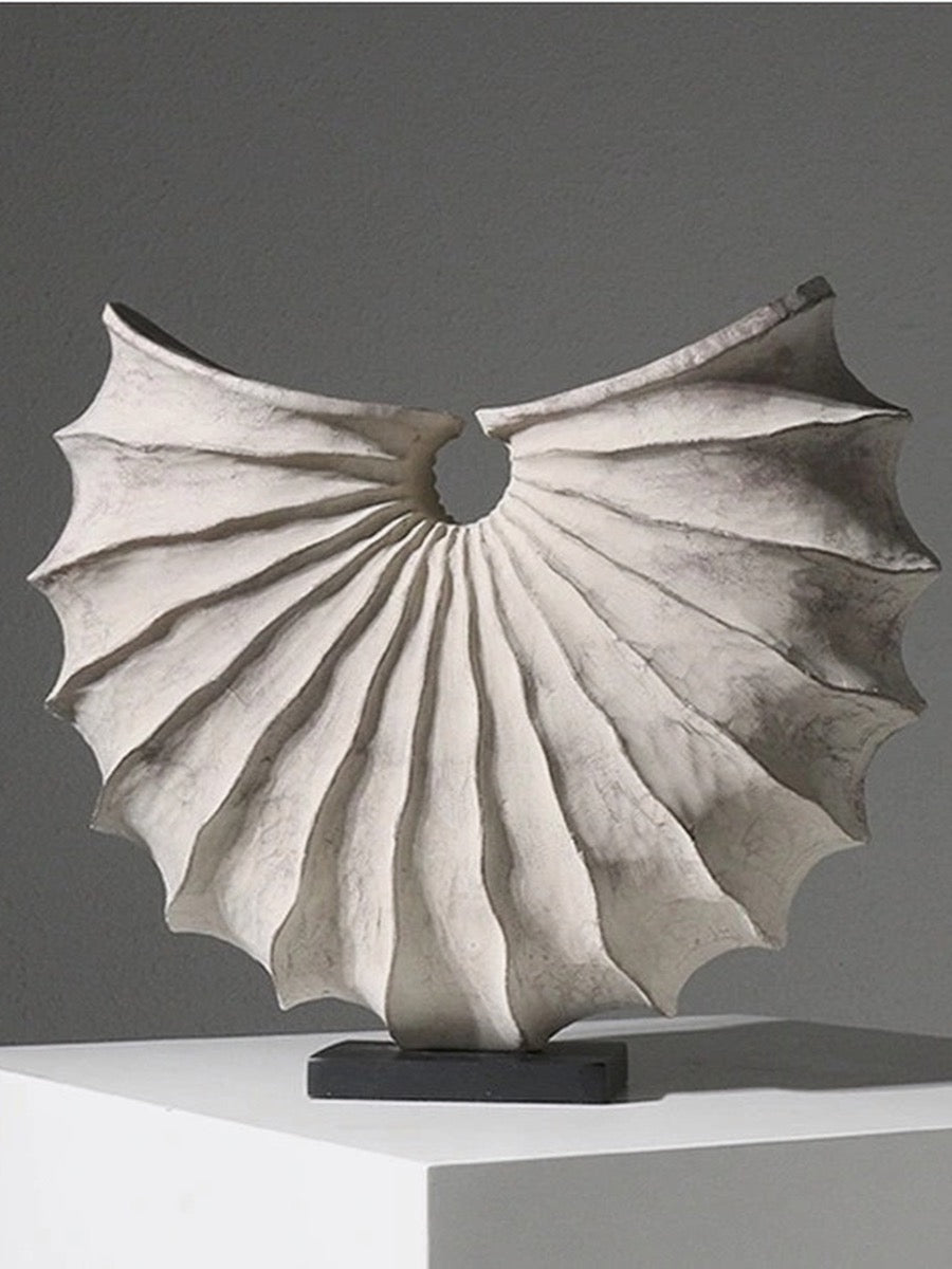 Artistic Conch Sculpture Fossil Inspired Decorative Accent - Chic Chambers