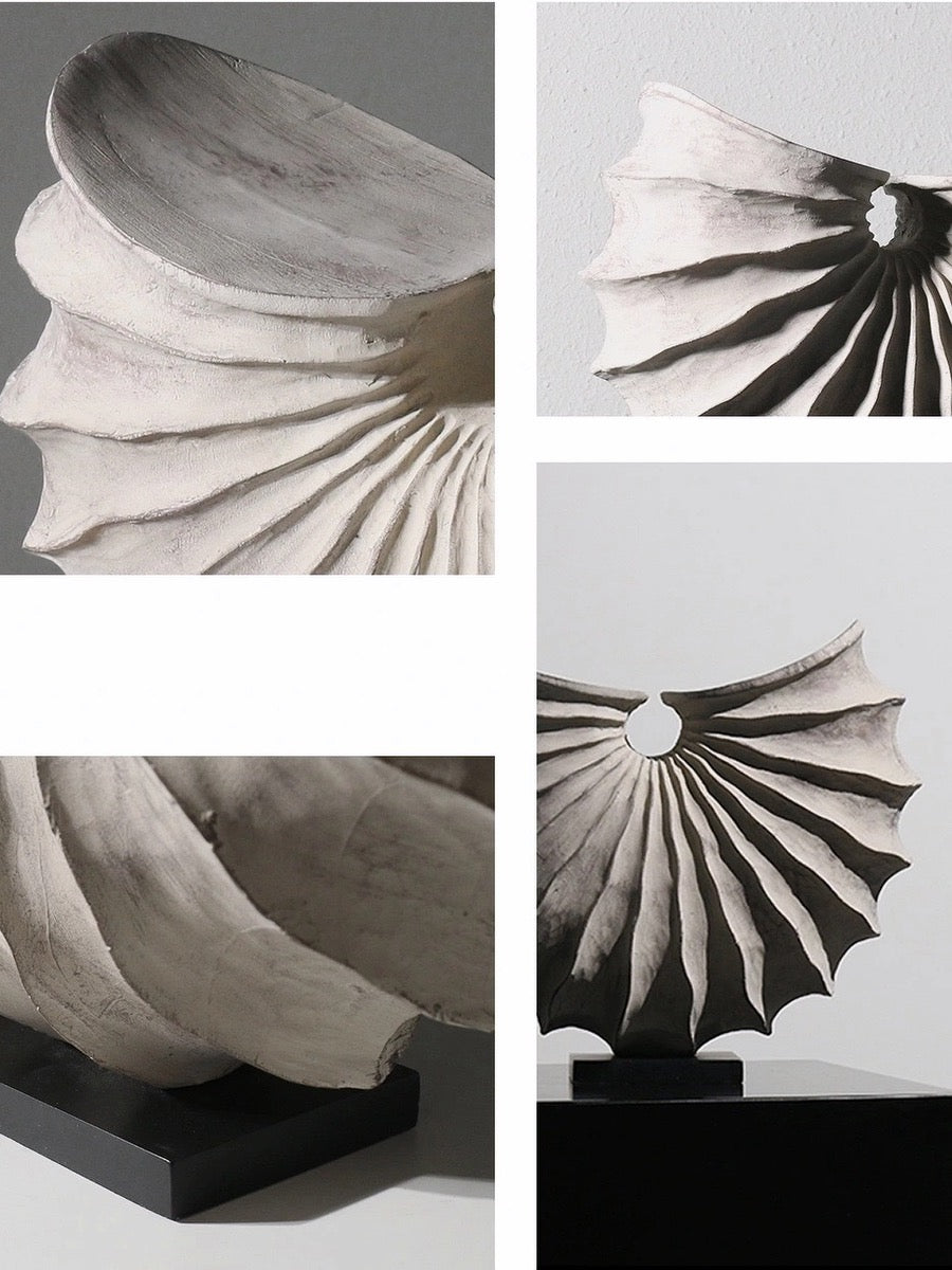 Artistic Conch Sculpture Fossil Inspired Decorative Accent - Chic Chambers