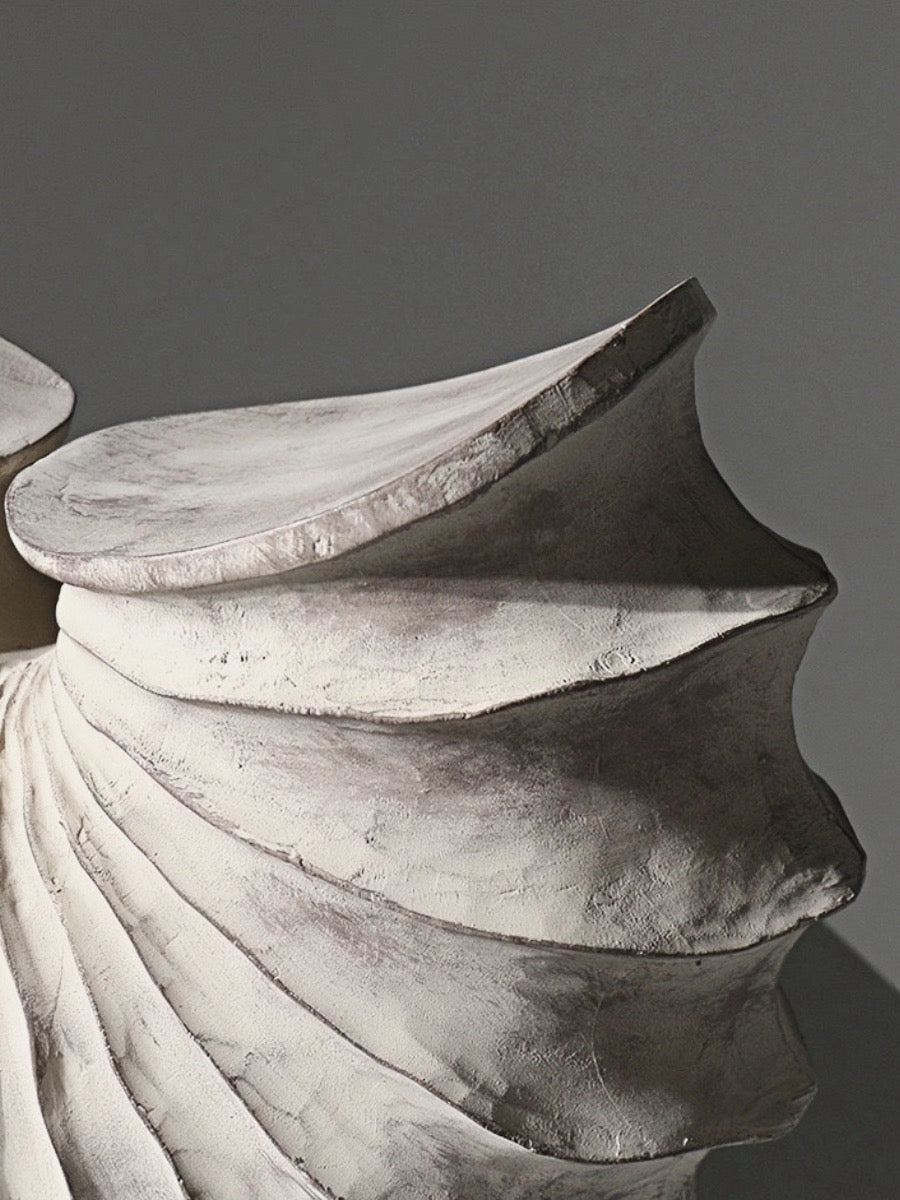 Artistic Conch Sculpture Fossil Inspired Decorative Accent - Chic Chambers