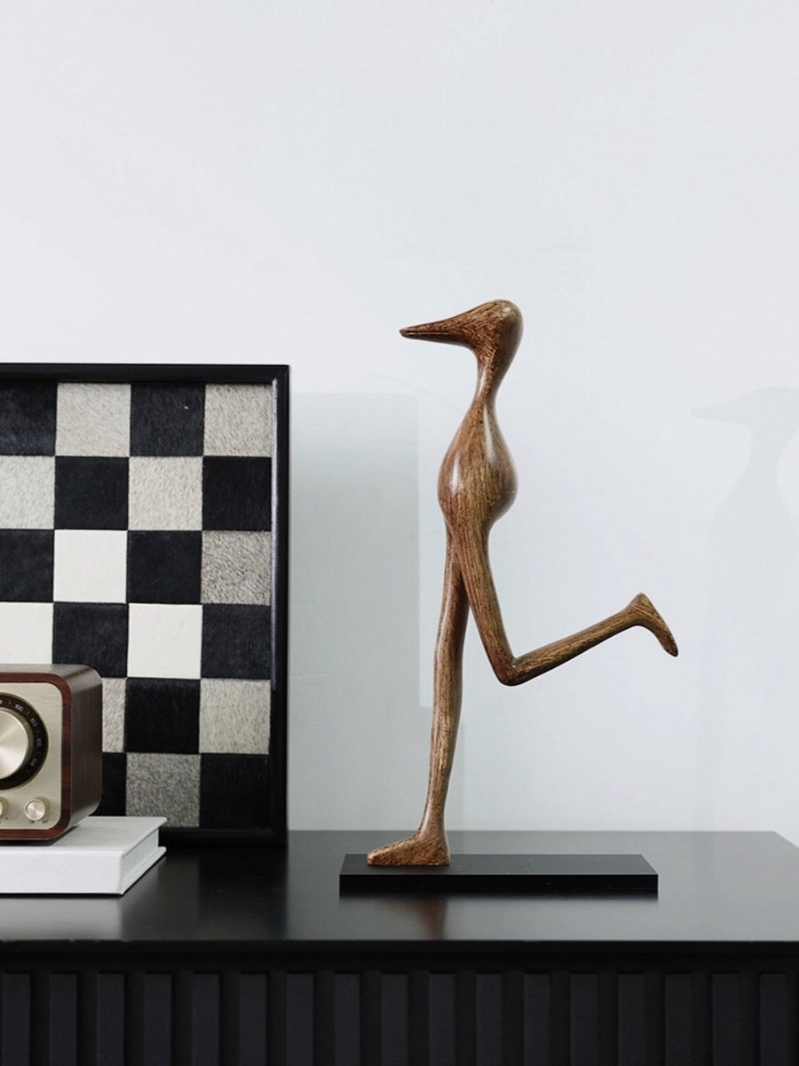 Burden Bearer and Birdman Sculptures – Abstract Resin Art Pair - Chic Chambers