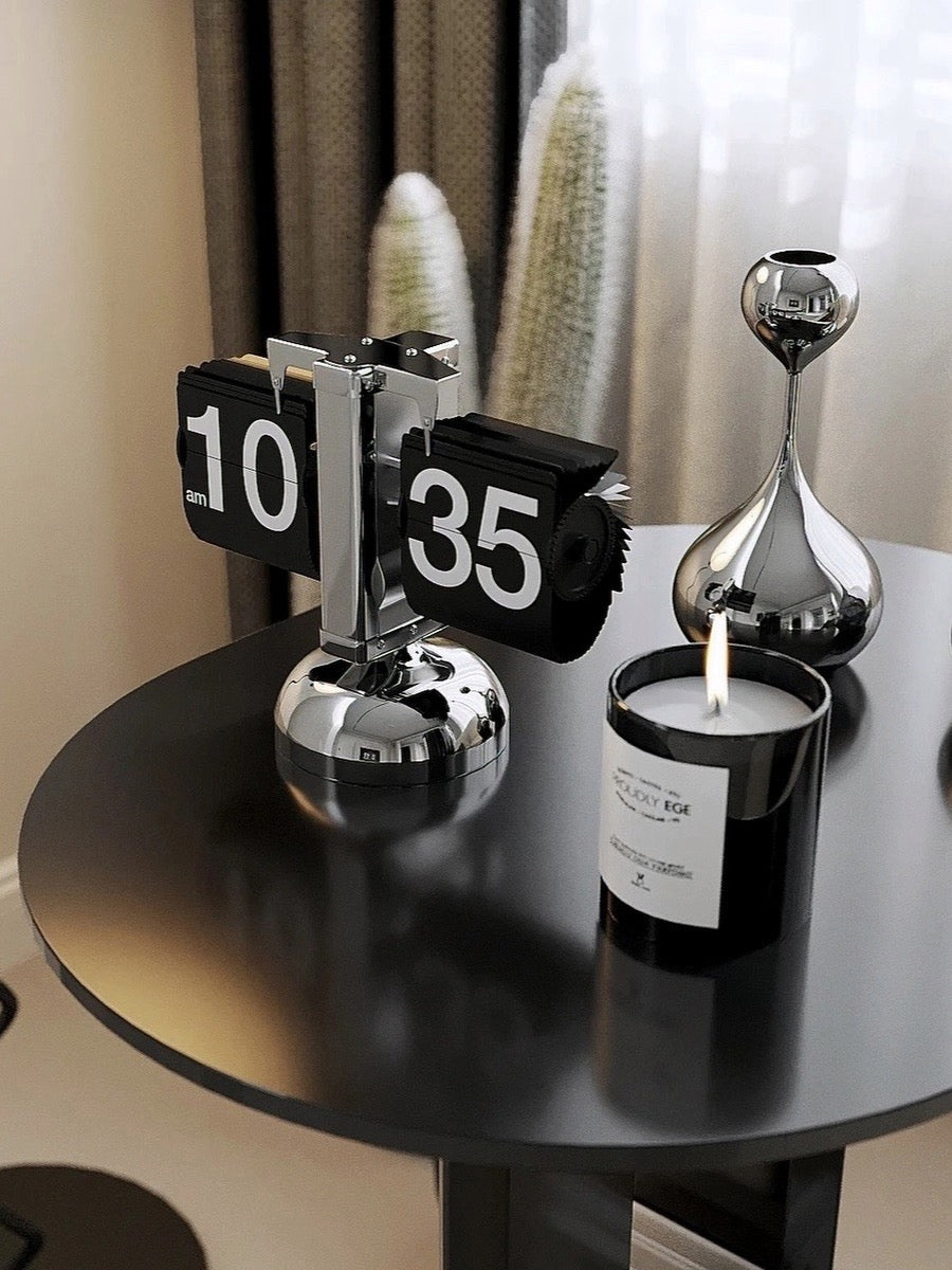 Retro Flip Clock Desktop Display with Mechanical Time Flipping Design - Chic Chambers