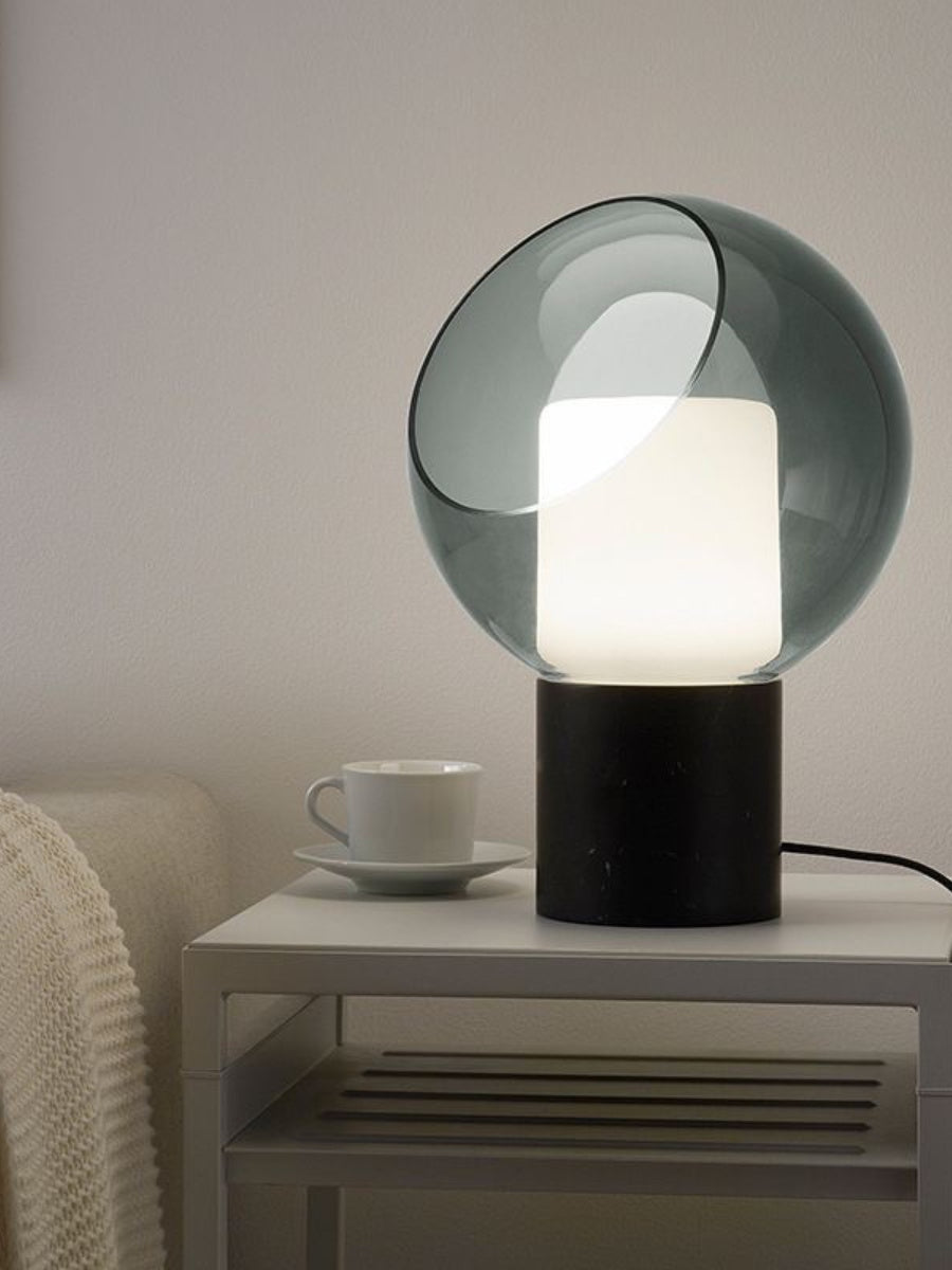 Smoked Glass & Natural Marble Table Lamp