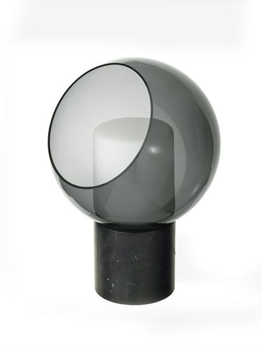 Smoked Glass & Natural Marble Table Lamp