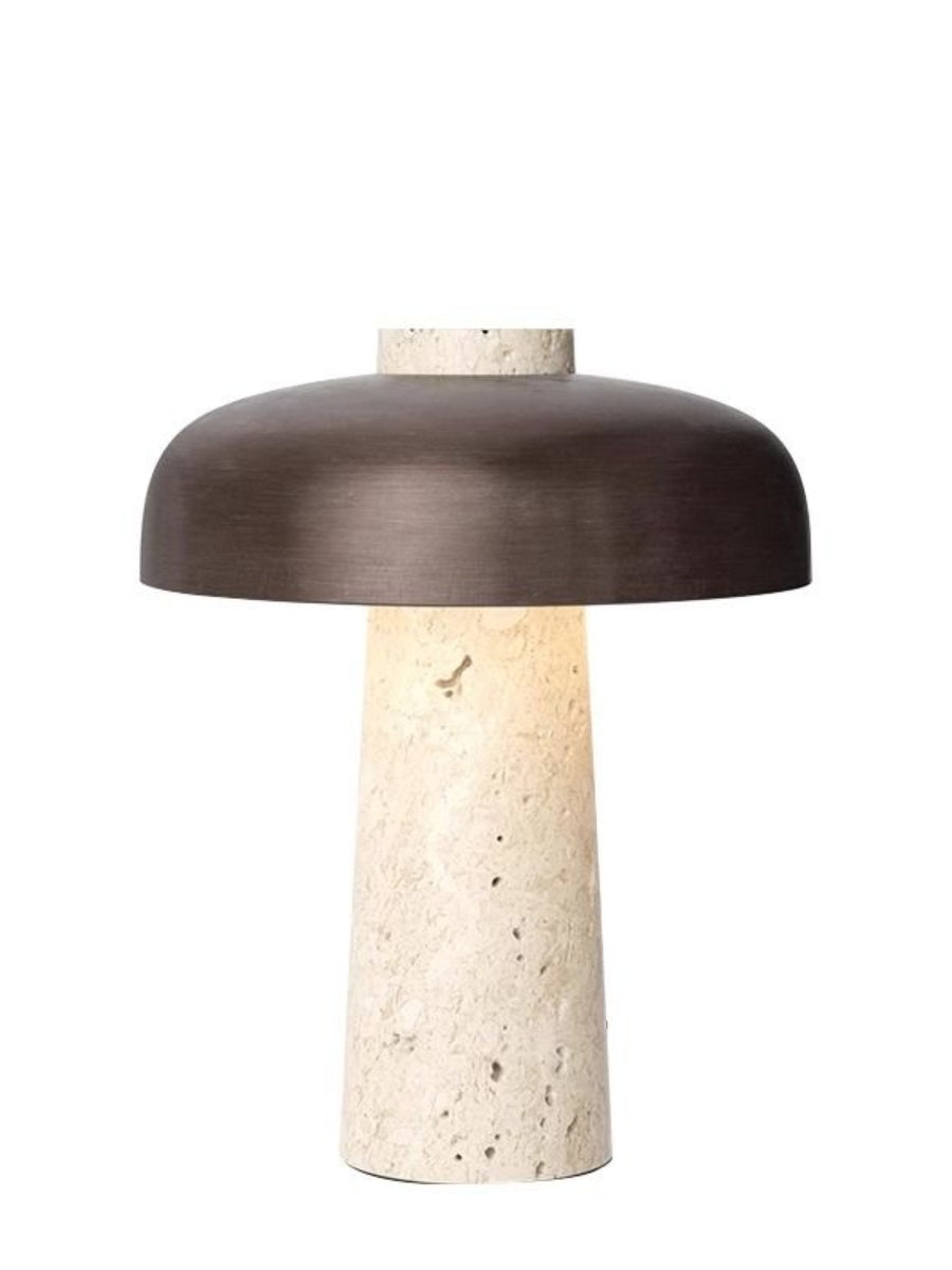Cordless Travertine Mushroom Lamp
