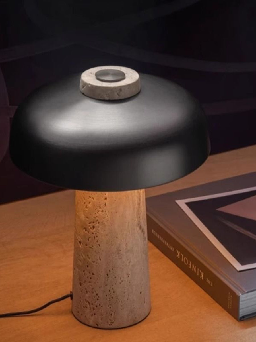 Cordless Travertine Mushroom Lamp