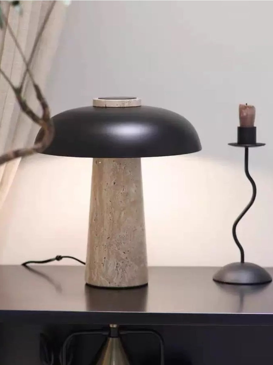 Cordless Travertine Mushroom Lamp