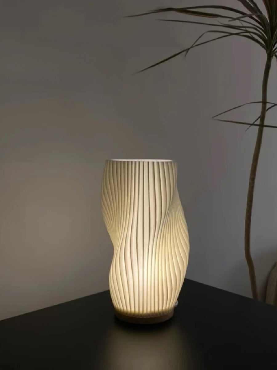 Sculptural 3D Printed Wave Vase Table Lamp