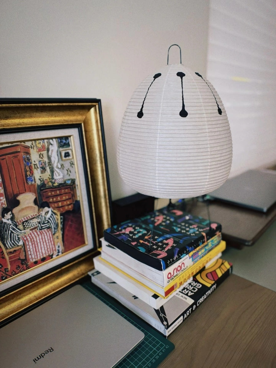 Japanese Ink Dot Paper Lantern Table Lamp