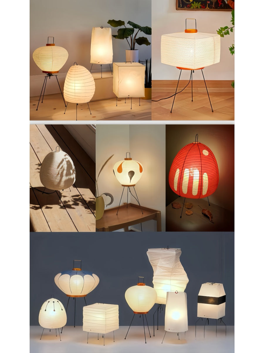 Minimalist Japanese White Paper Lantern Table Lamp