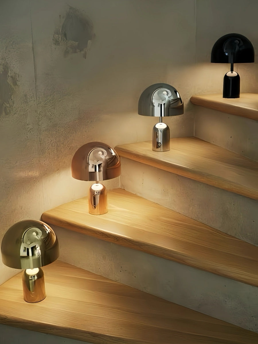 Nordic Minimalist Mushroom Table Lamp Touch Control, USB Rechargeable, Metallic Finishes