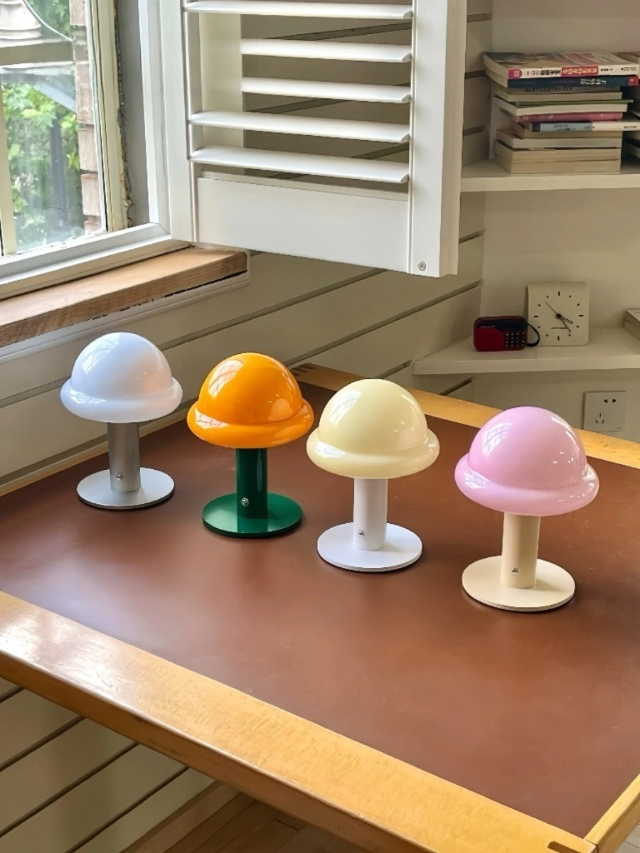 Danish Glass Mushroom Lamp – USB Rechargeable, Soft Glow Nordic Table Light