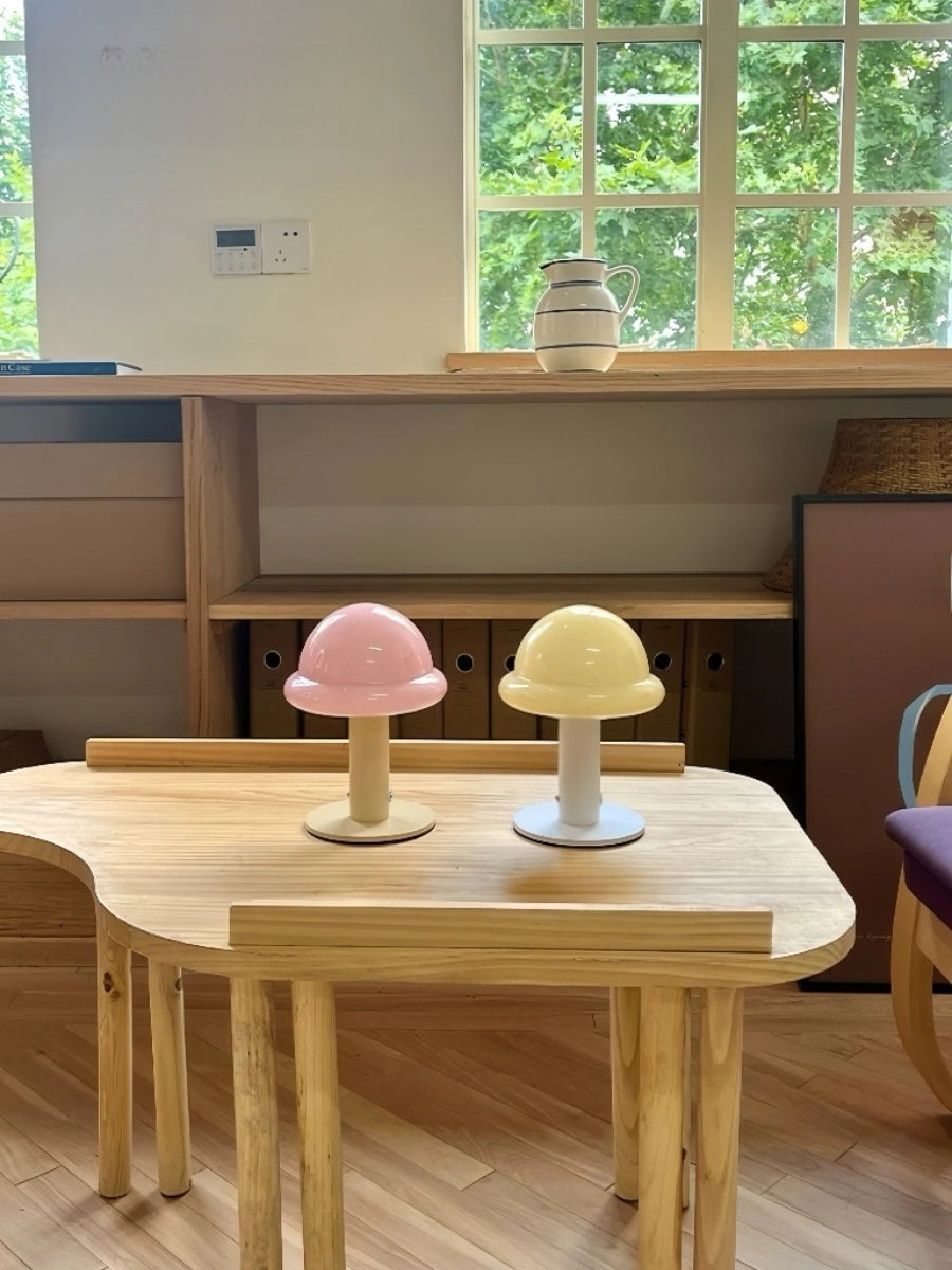 Danish Glass Mushroom Lamp – USB Rechargeable, Soft Glow Nordic Table Light