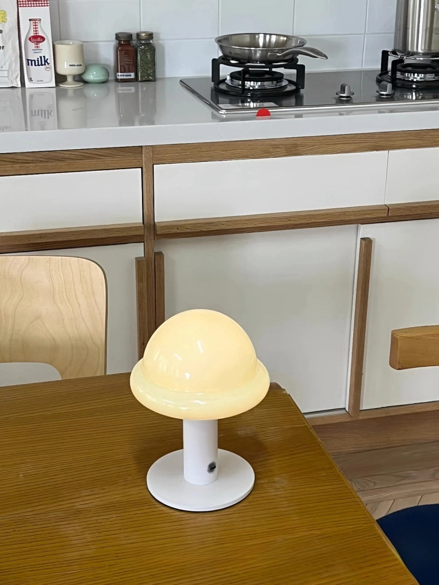 Danish Glass Mushroom Lamp – USB Rechargeable, Soft Glow Nordic Table Light
