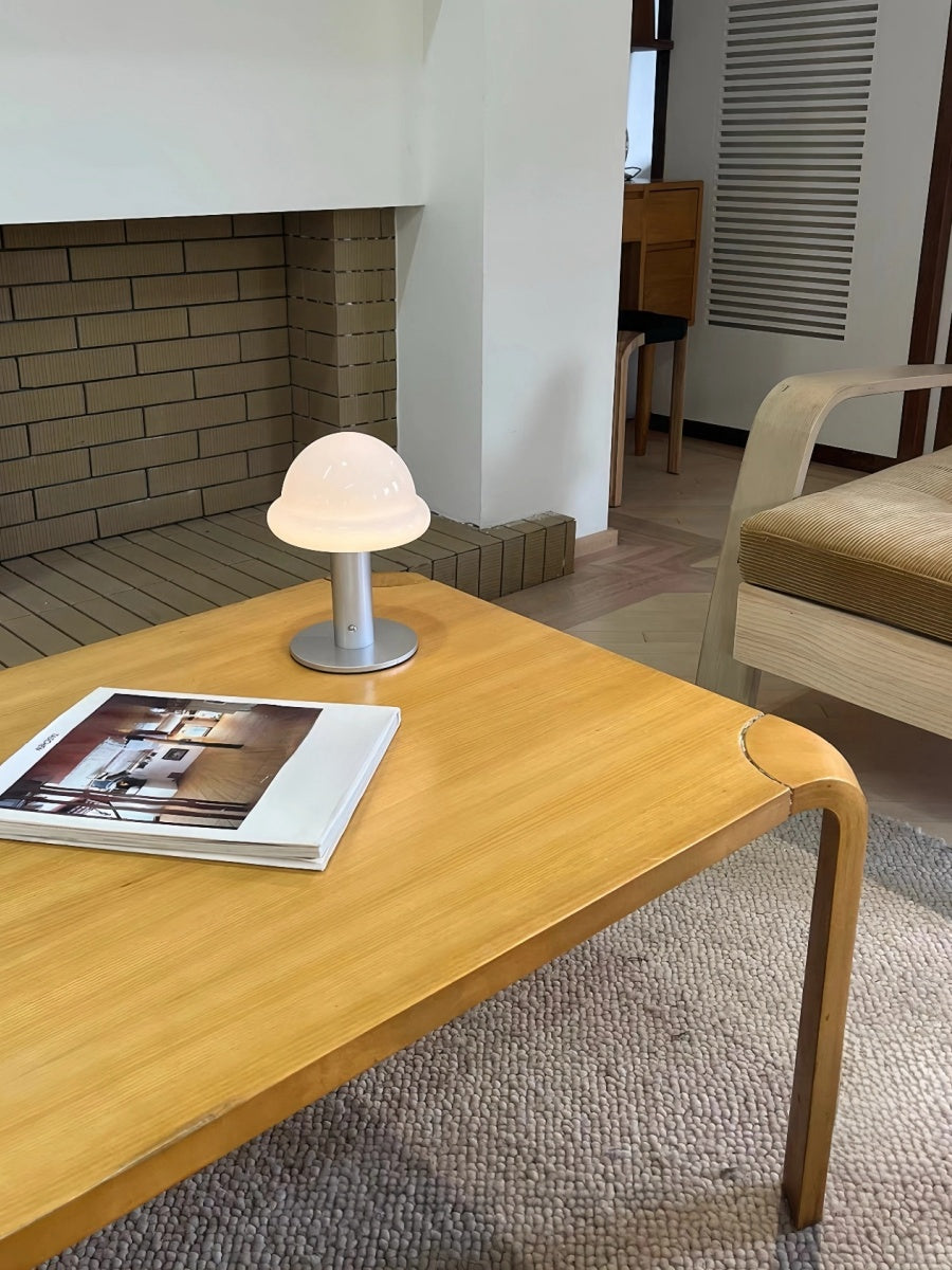 Danish Glass Mushroom Lamp – USB Rechargeable, Soft Glow Nordic Table Light