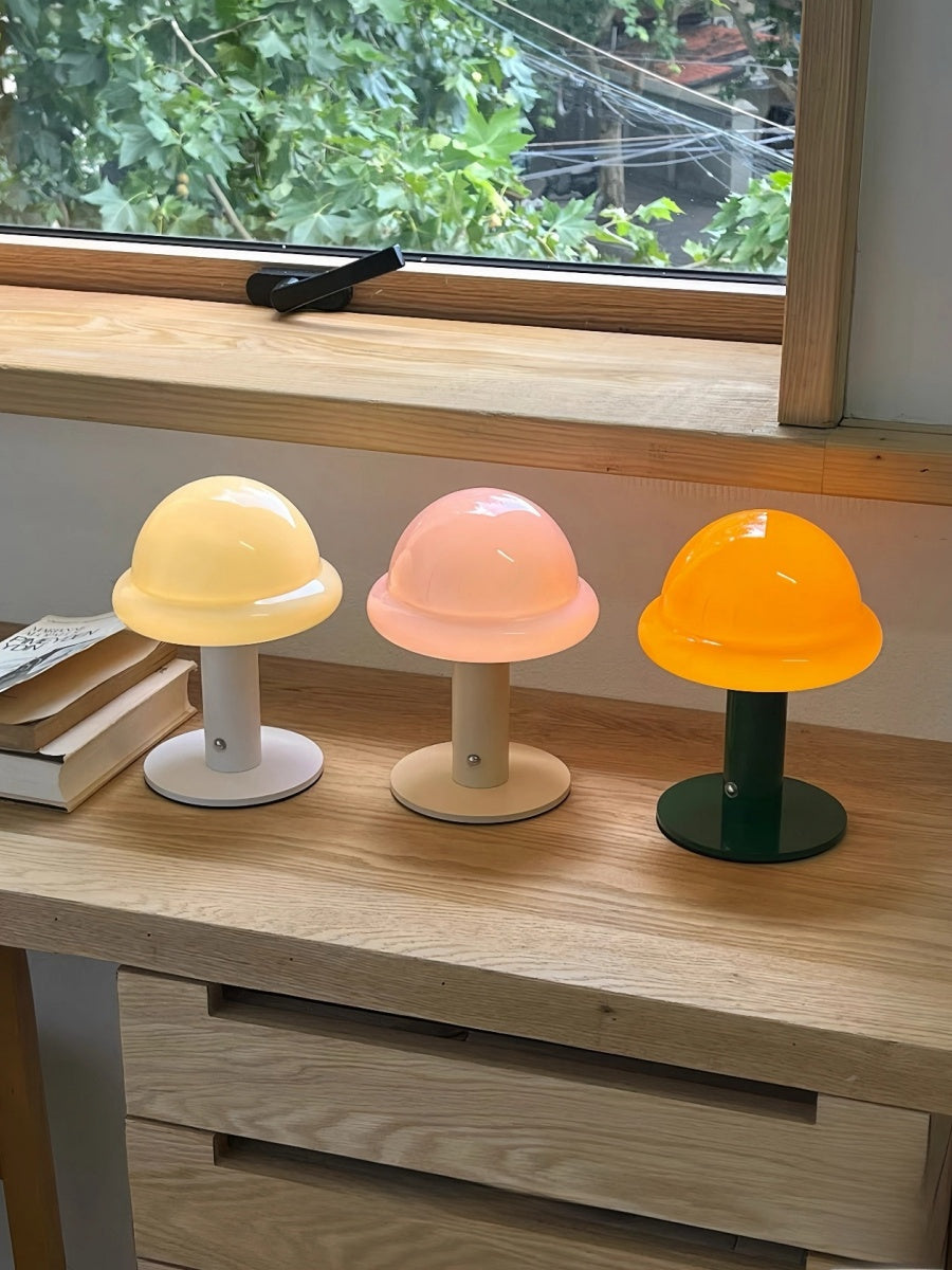 Danish Glass Mushroom Lamp – USB Rechargeable, Soft Glow Nordic Table Light