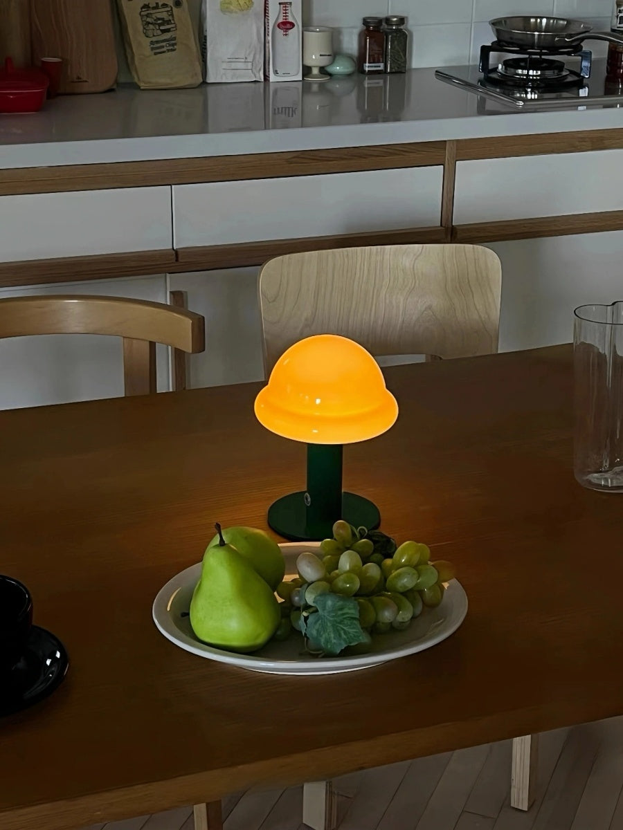 Danish Glass Mushroom Lamp – USB Rechargeable, Soft Glow Nordic Table Light