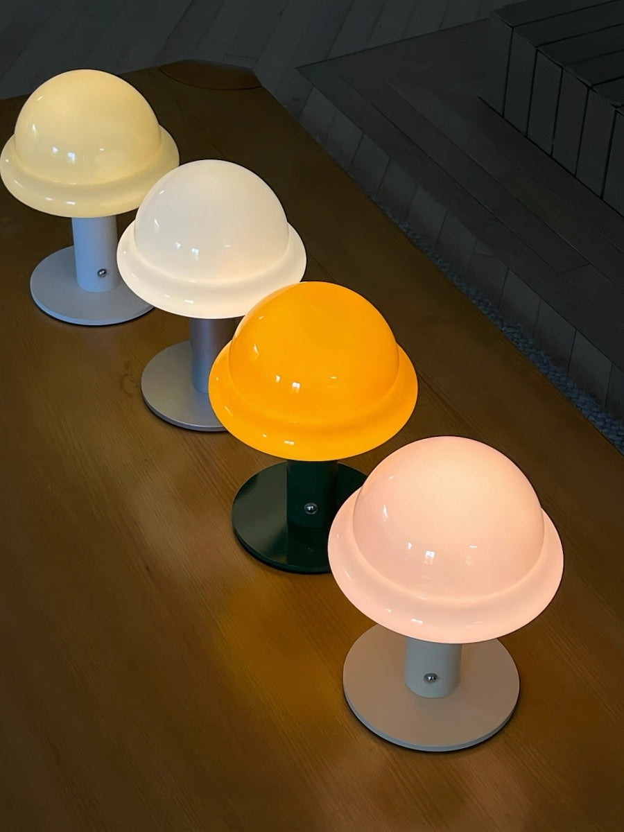 Danish Glass Mushroom Lamp – USB Rechargeable, Soft Glow Nordic Table Light