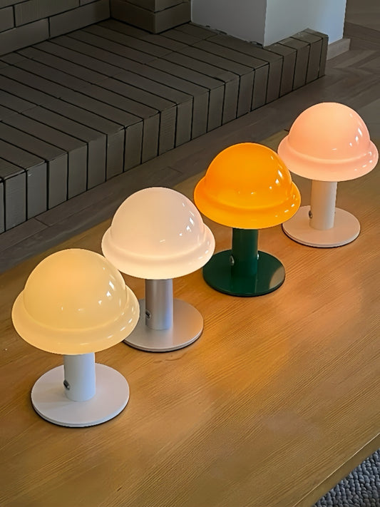 Danish Glass Mushroom Lamp â USB Rechargeable, Soft Glow Nordic Table Light