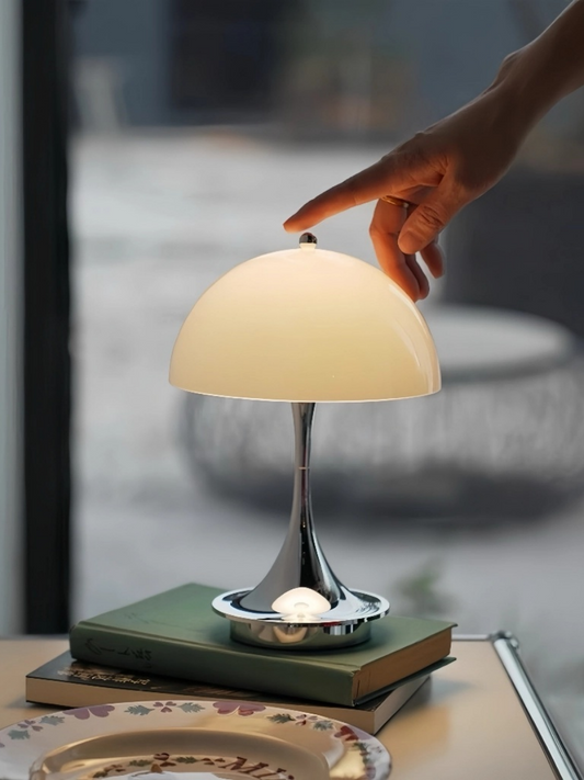 Danish Mushroom Table Lamp – USB Rechargeable, Nordic Minimalist Bedside Light