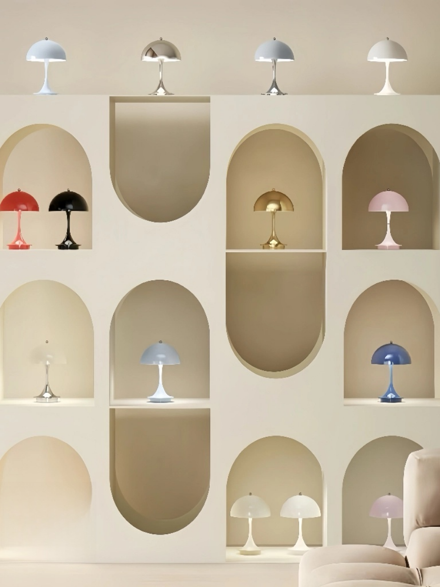 Danish Mushroom Table Lamp – USB Rechargeable, Nordic Minimalist Bedside Light