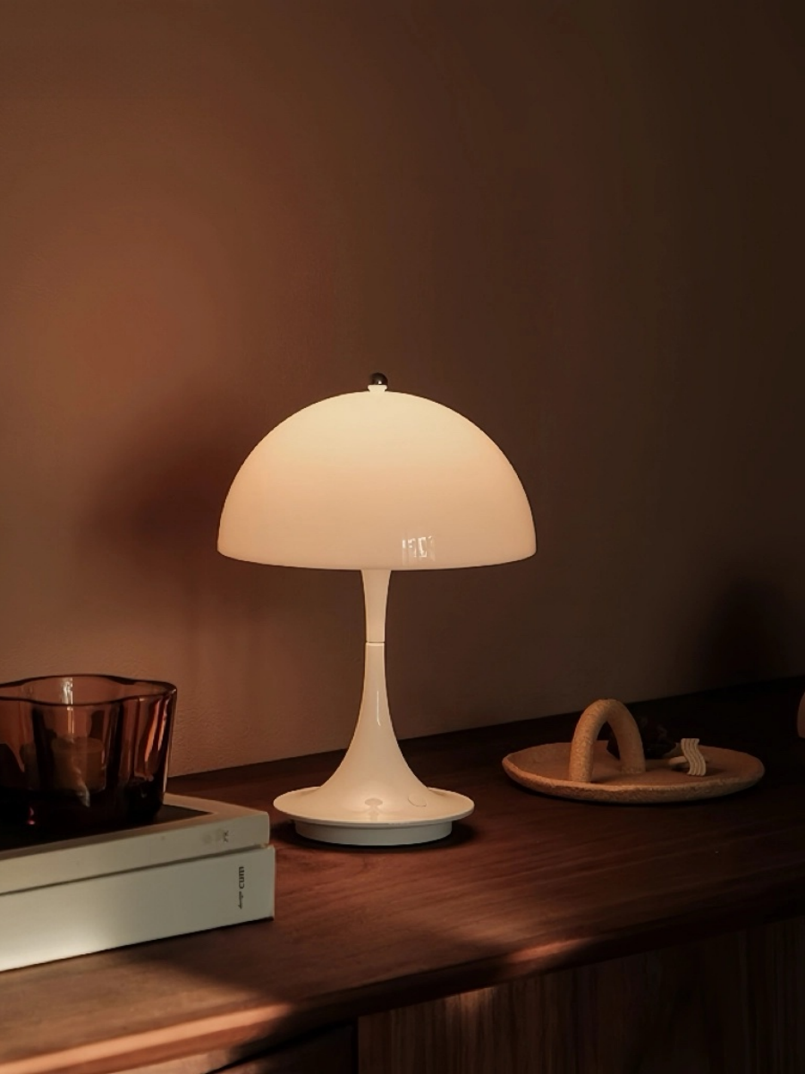 Danish Mushroom Table Lamp – USB Rechargeable, Nordic Minimalist Bedside Light