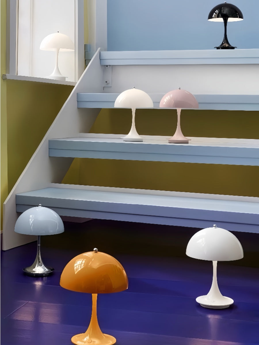 Danish Mushroom Table Lamp – USB Rechargeable, Nordic Minimalist Bedside Light