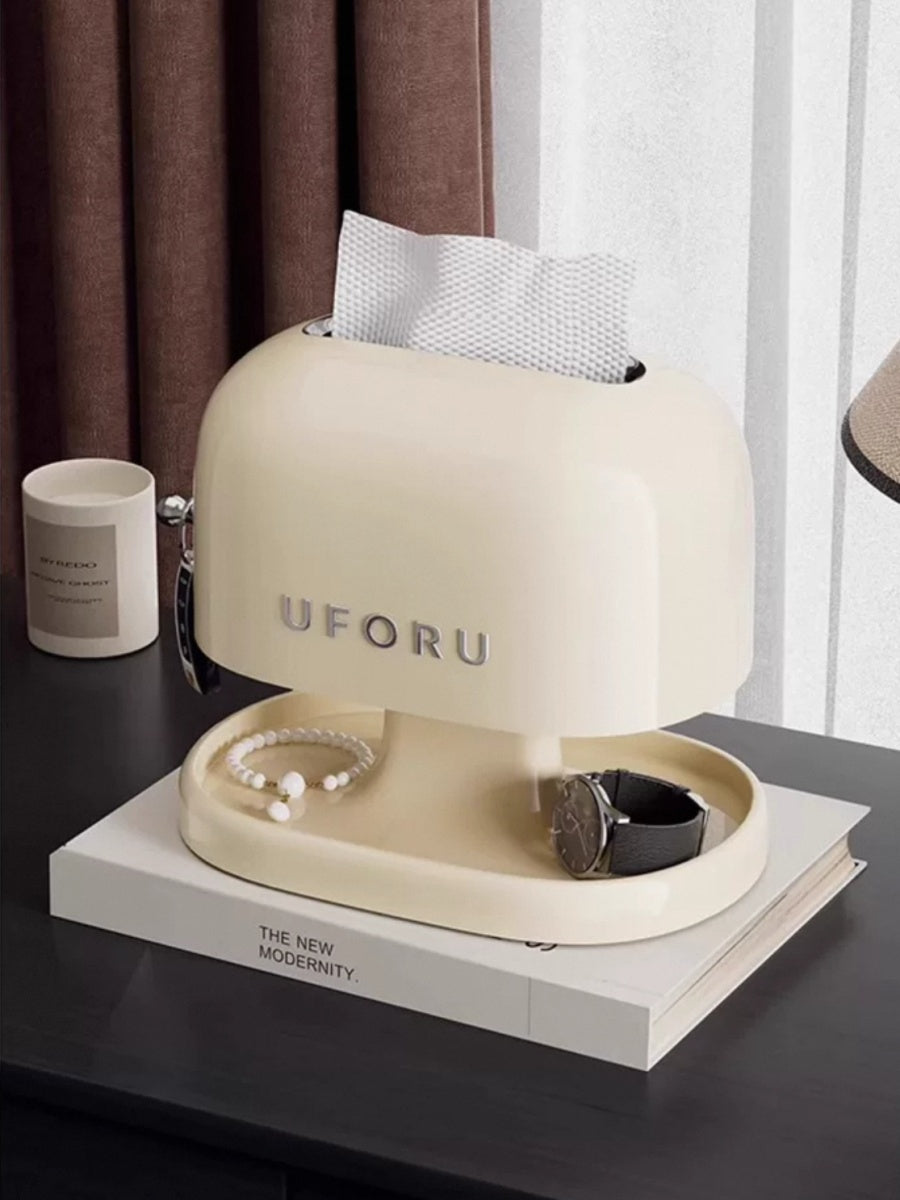 Retro Minimalist Tissue Box with Storage Tray - Chic Chambers