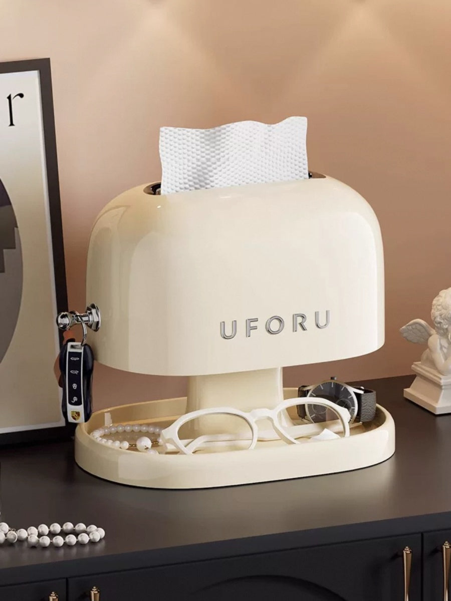Retro Minimalist Tissue Box with Storage Tray - Chic Chambers