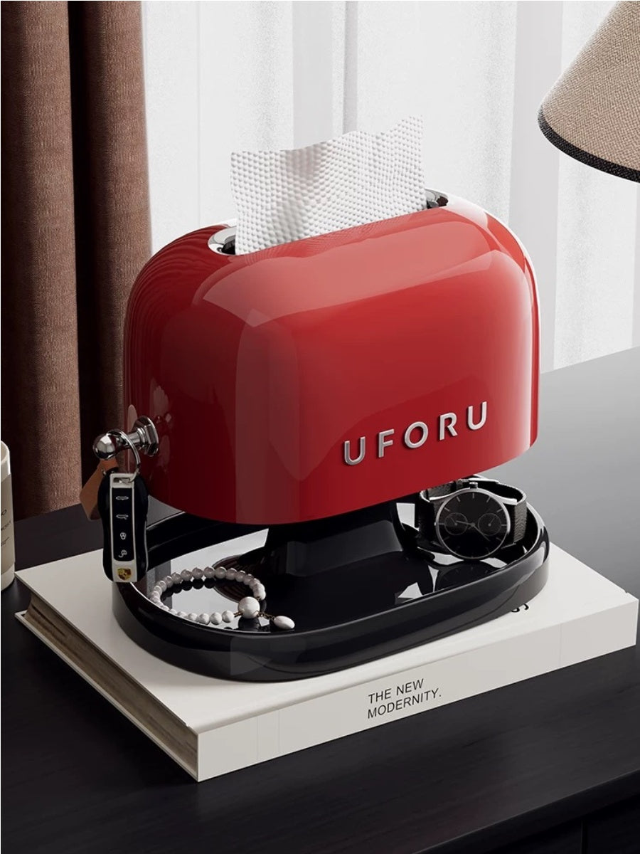 Retro Minimalist Tissue Box with Storage Tray - Chic Chambers