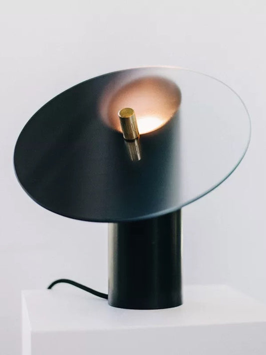 Modern Smoky Glass Table Lamp with Black Metal Base - Chic Chambers
