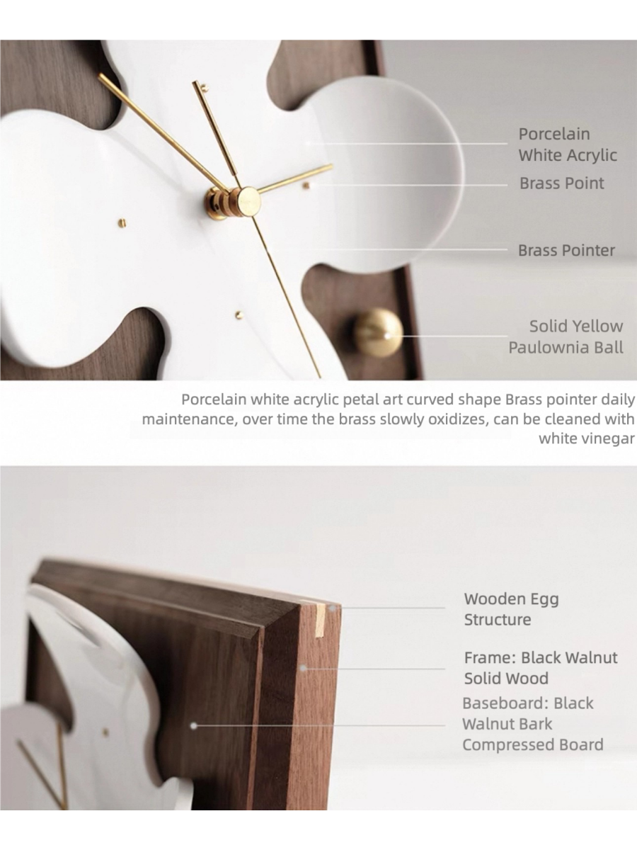 Sculptural Petal Acrylic Desk Clock - Chic Chambers
