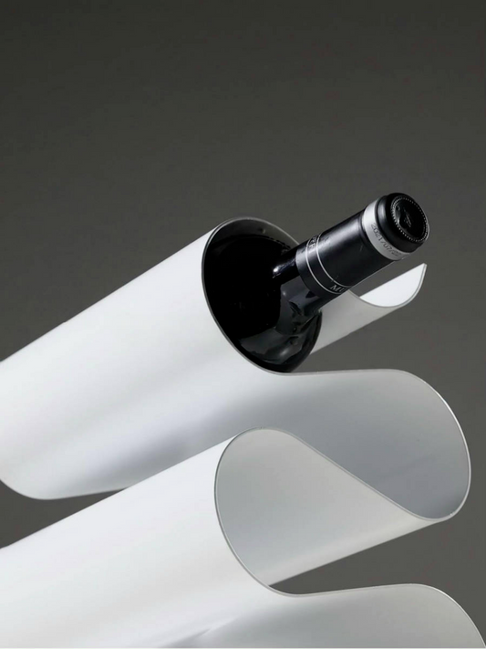 Sculptural Curved Metal Wine Rack Modern Minimalist Art for Home Bar - Chic Chambers