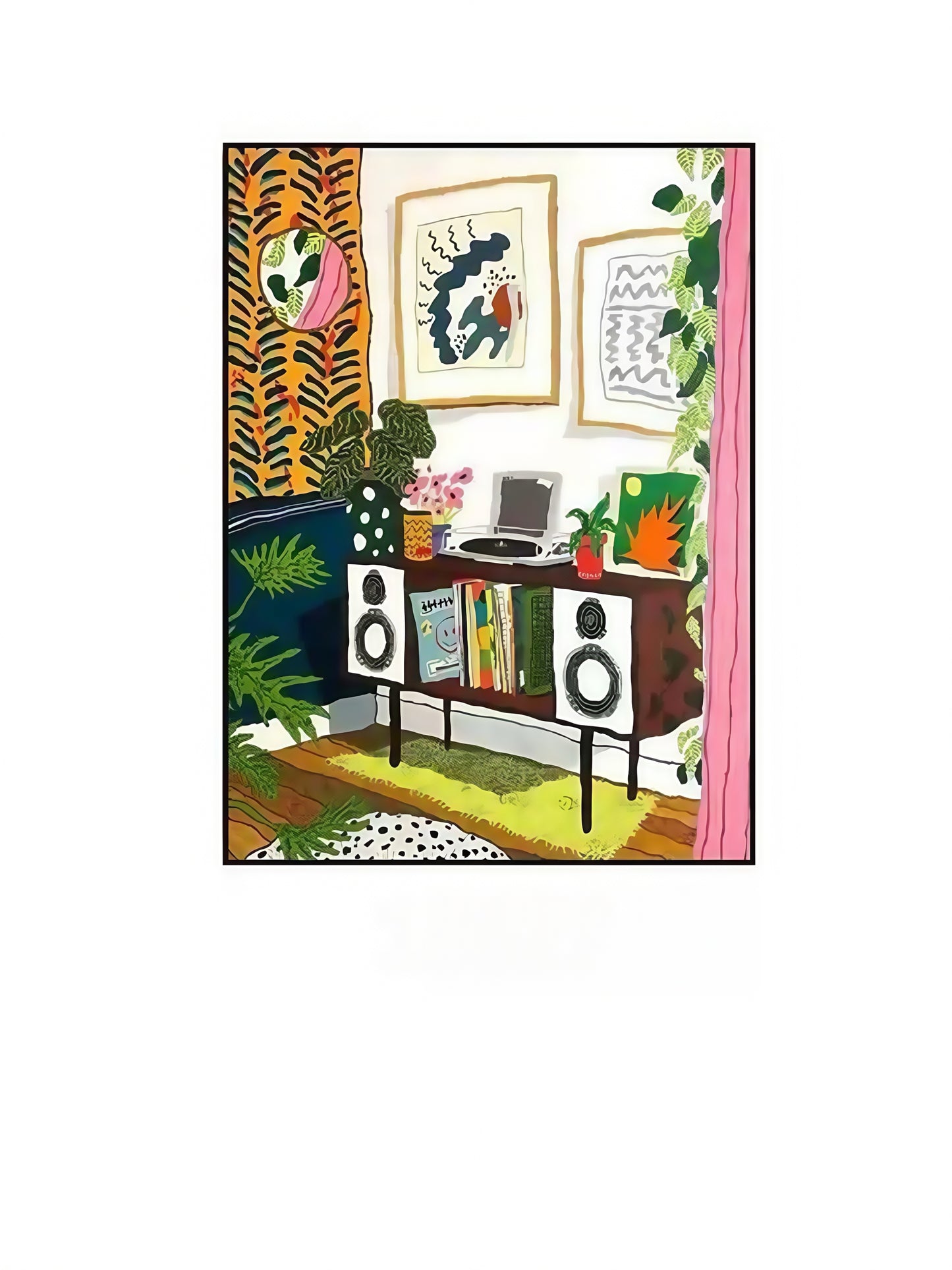 Colorful Bookshelf and Speaker Canvas Art with Black Frame 30*40CM - Chic Chambers