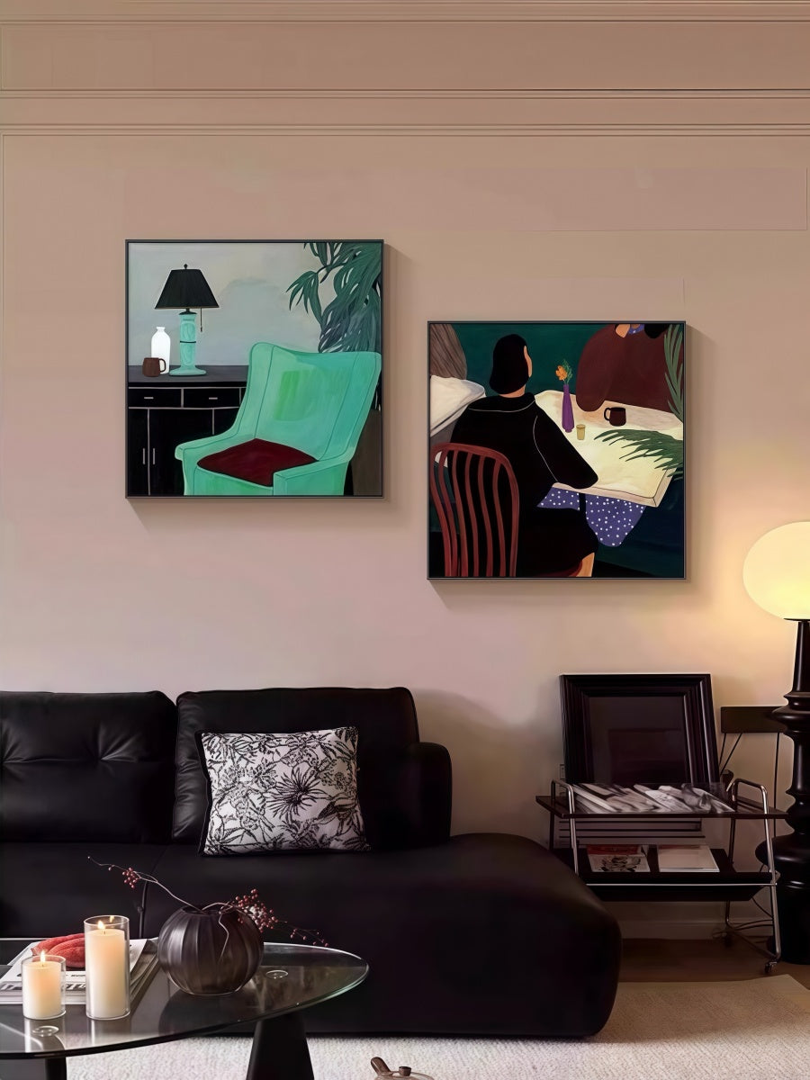 Artistic Canvas Wall Art with Black Frame – People Pets and Everyday Moments 40*40 CM/50*50 MM - Chic Chambers