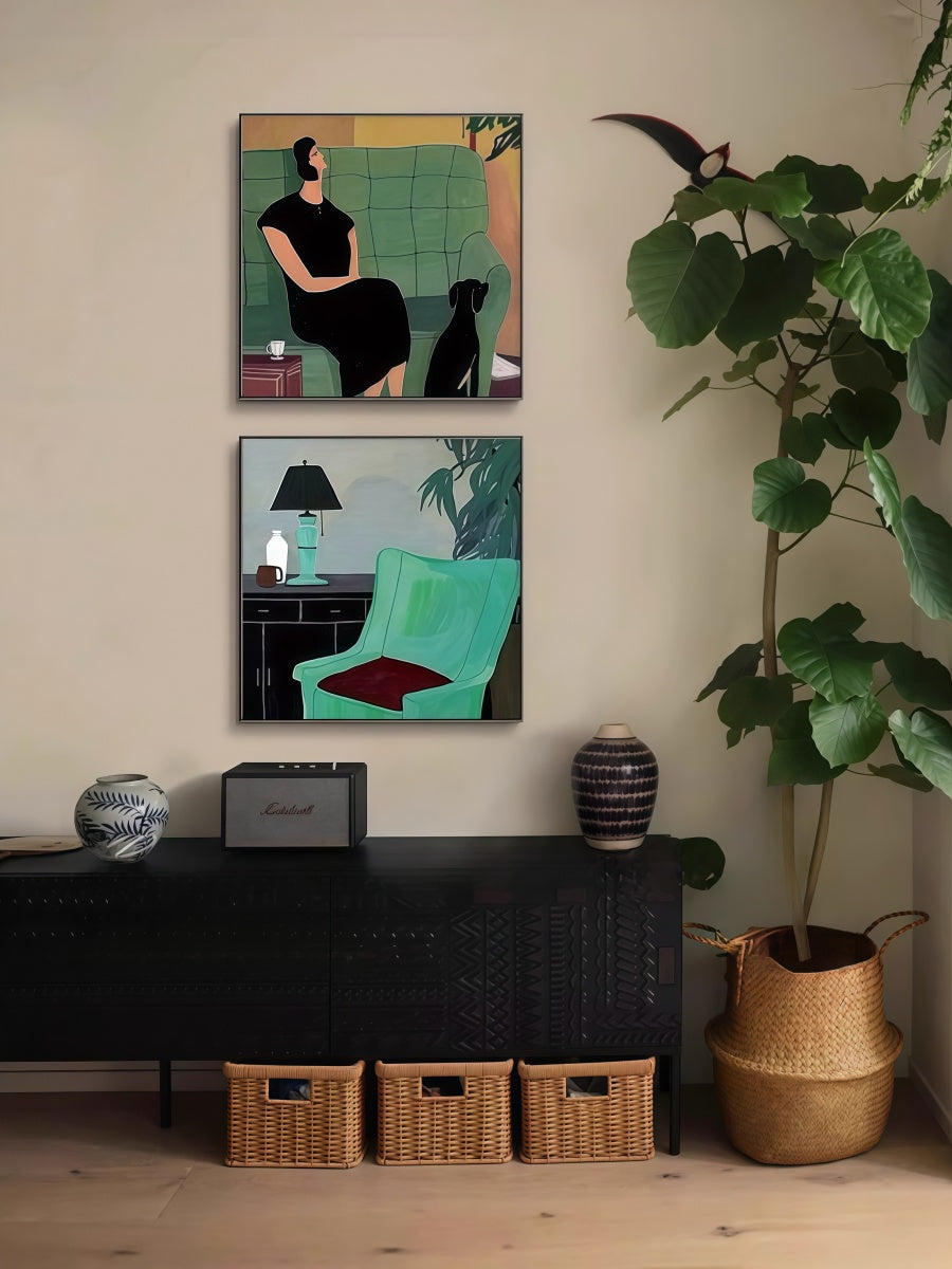 Artistic Canvas Wall Art with Black Frame – People Pets and Everyday Moments 40*40 CM/50*50 MM - Chic Chambers