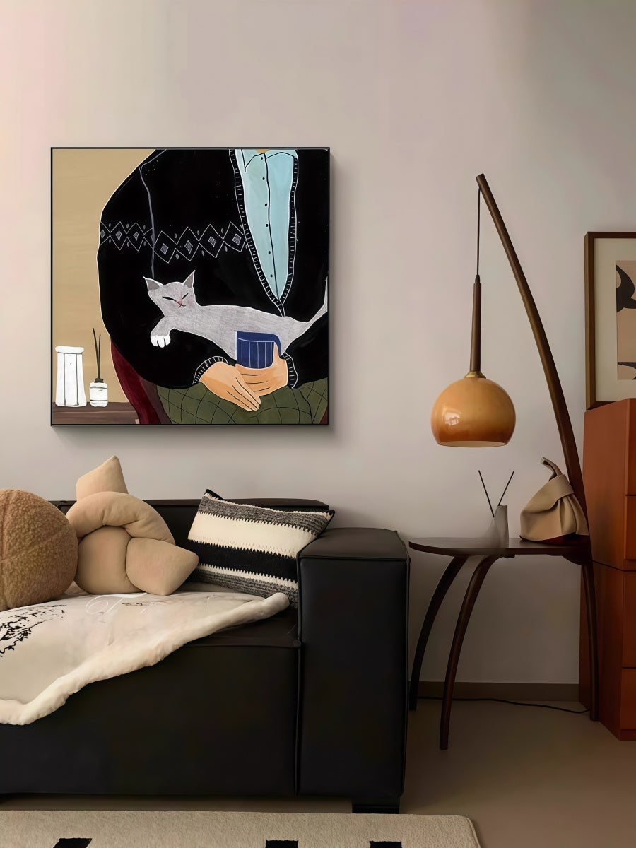 Artistic Canvas Wall Art with Black Frame – People Pets and Everyday Moments 40*40 CM/50*50 MM - Chic Chambers