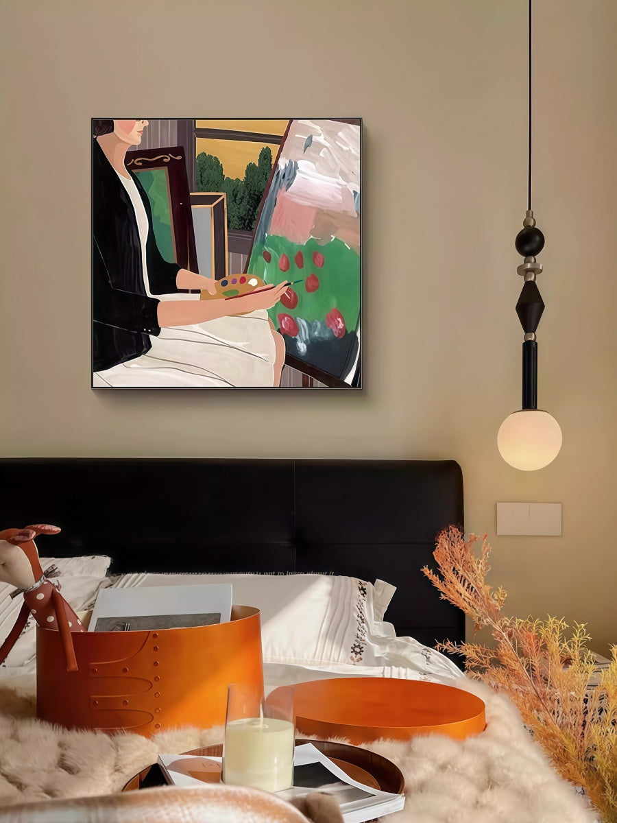 Artistic Canvas Wall Art with Black Frame – People Pets and Everyday Moments 40*40 CM/50*50 MM - Chic Chambers