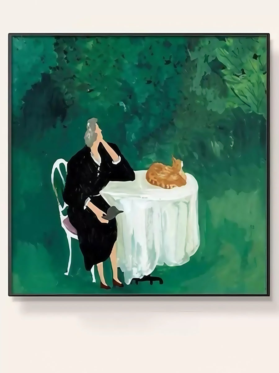 Artistic Canvas Wall Art with Black Frame – People Pets and Everyday Moments 40*40 CM/50*50 MM - Chic Chambers