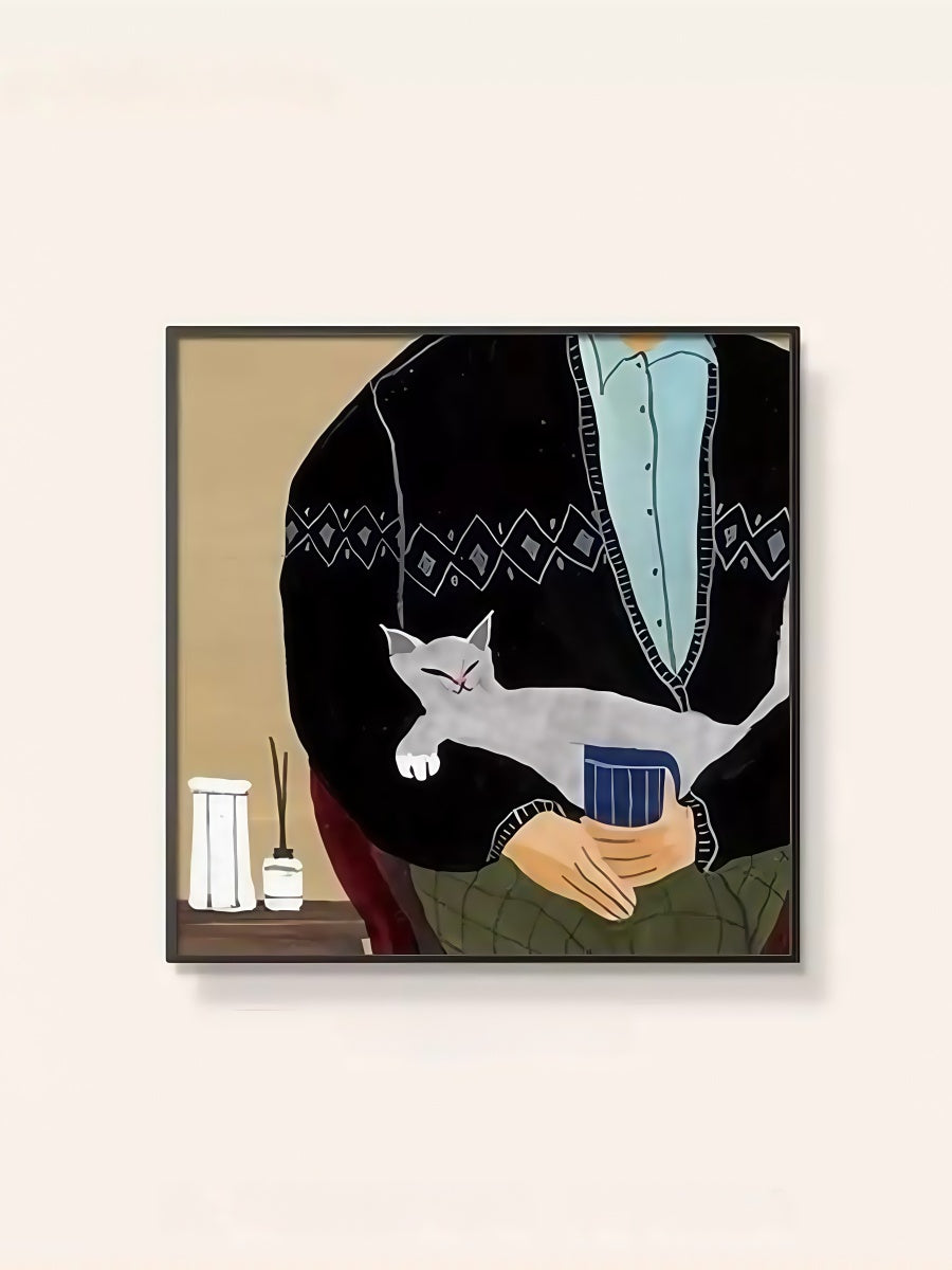 Artistic Canvas Wall Art with Black Frame – People Pets and Everyday Moments 40*40 CM/50*50 MM - Chic Chambers
