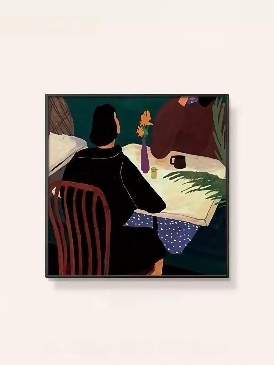 Artistic Canvas Wall Art with Black Frame – People Pets and Everyday Moments 40*40 CM/50*50 MM - Chic Chambers