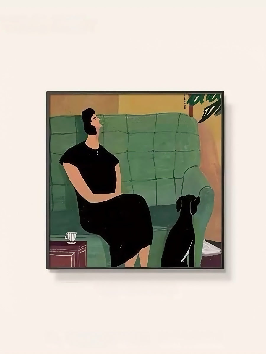 Artistic Canvas Wall Art with Black Frame – People Pets and Everyday Moments 40*40 CM/50*50 MM - Chic Chambers
