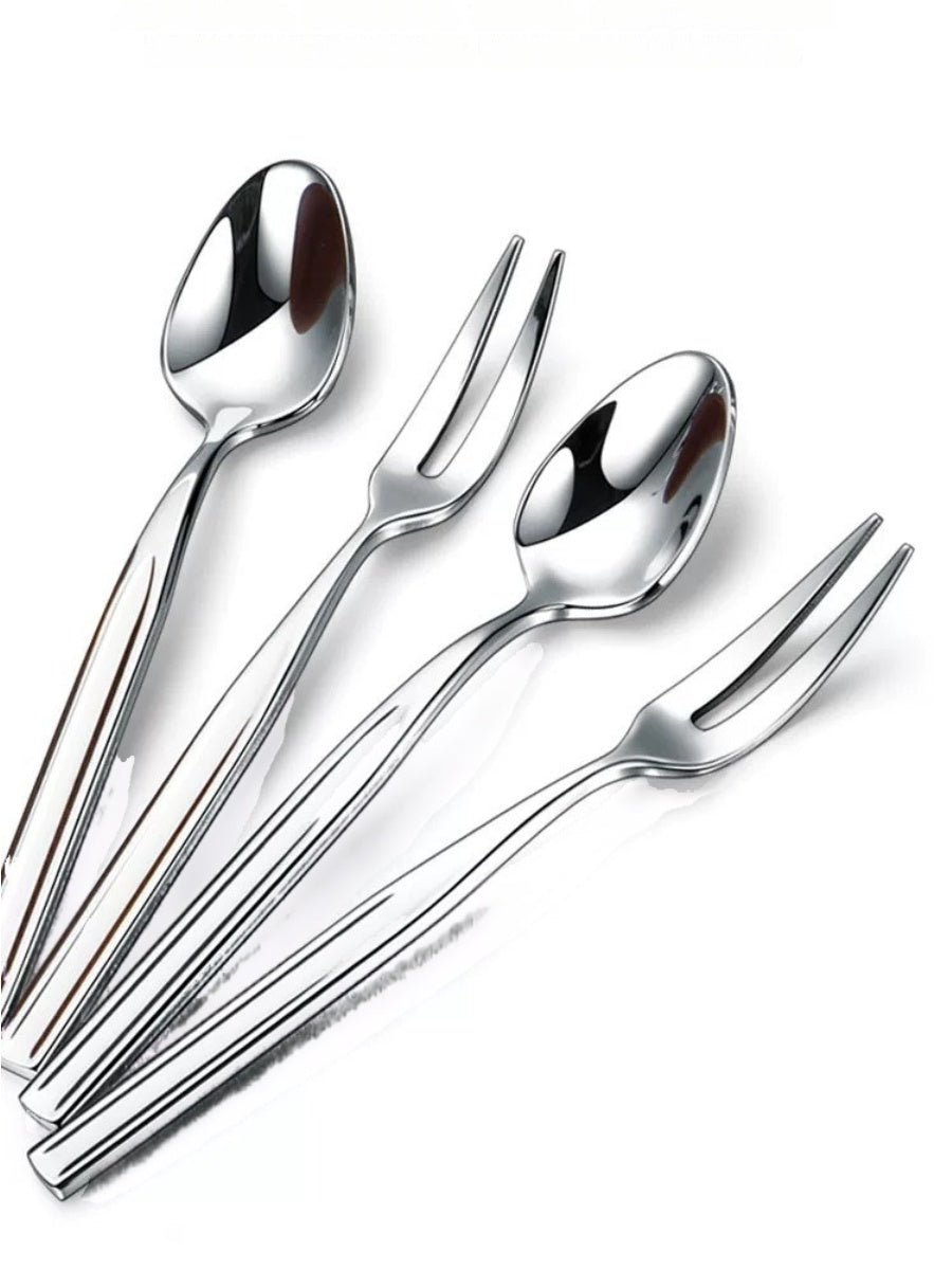 Egg-Shaped Luxury Dessert Fork and Spoon Set with Walnut Wood Base - Chic Chambers