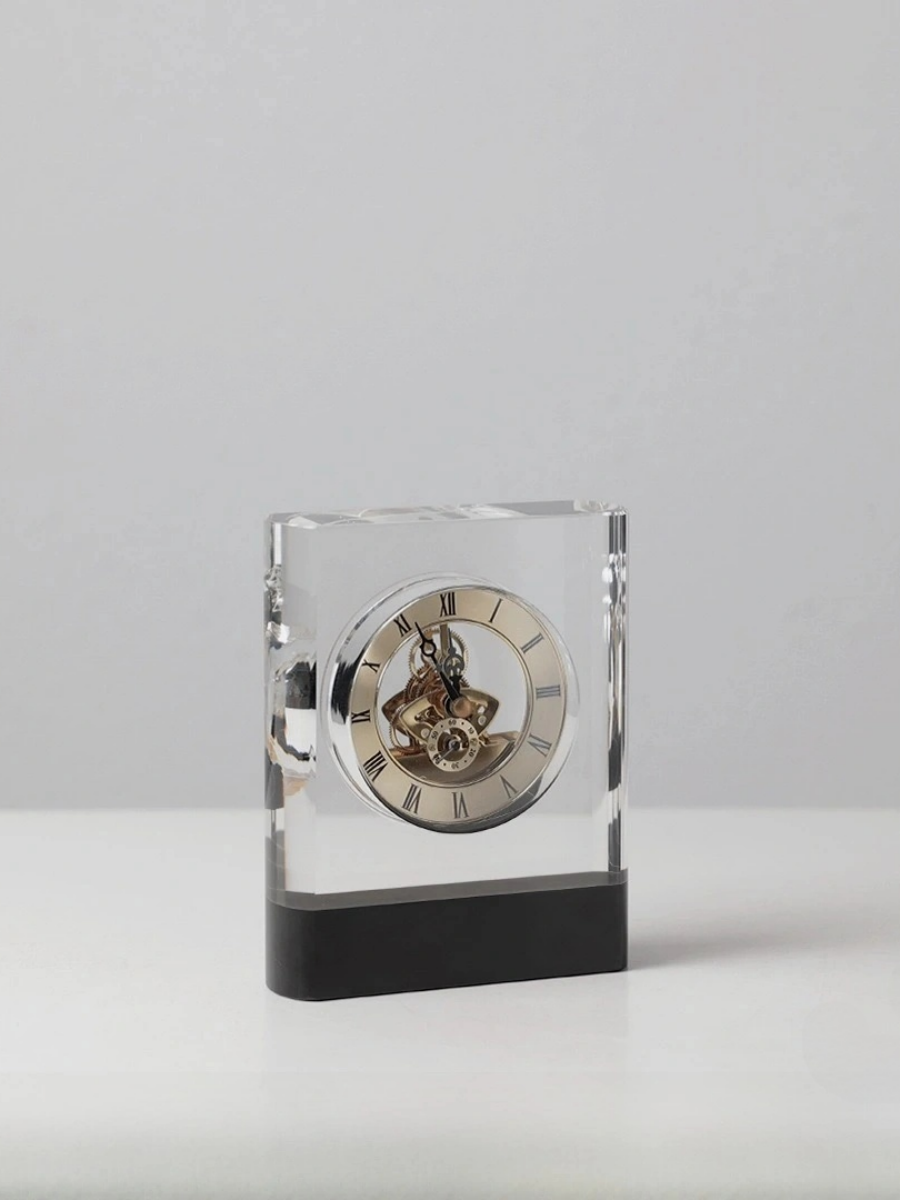 Crystal Mechanical Clock with Roman Numerals Timeless Design - Chic Chambers