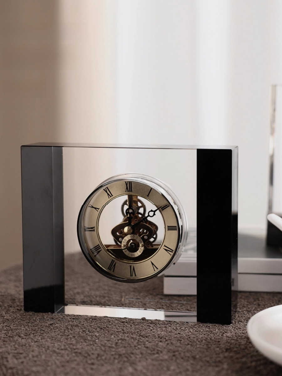 Crystal Mechanical Clock with Roman Numerals Timeless Design - Chic Chambers