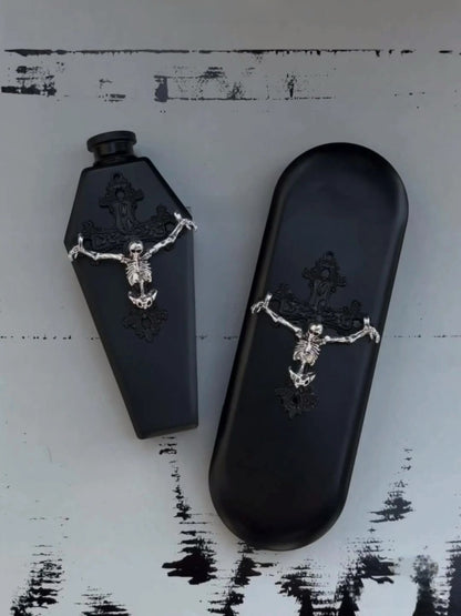 Skeleton Themed Handmade Wine Flask or Storage Box Gothic Stainless Steel Decor - Chic Chambers