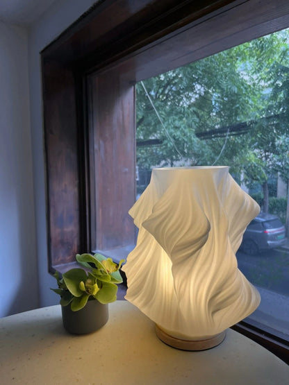 Sculptural 3D Printed Wave Vase Table Lamp