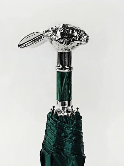 Florence Green Bunny Umbrella with Sculpted Zinc Handle and UV Protection - Chic Chambers