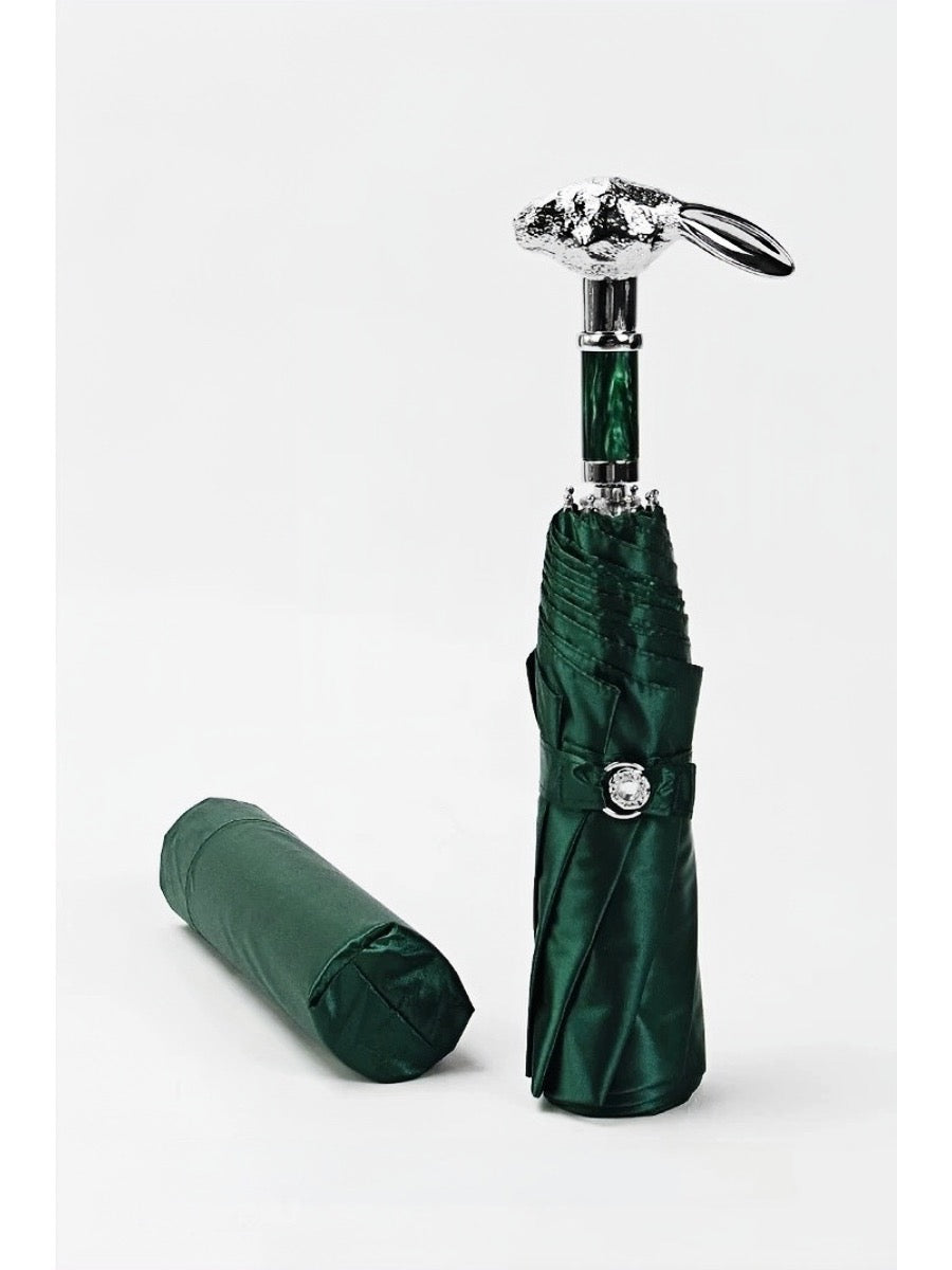 Florence Green Bunny Umbrella with Sculpted Zinc Handle and UV Protection - Chic Chambers